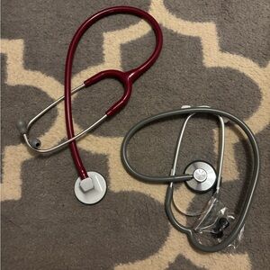 Stethoscopes maroon and gray